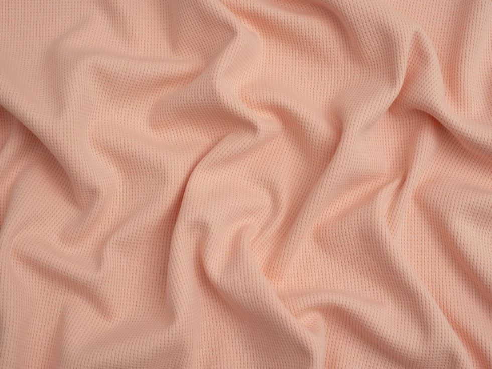 Minerva Core Range Mini Waffle Textured Stretch Knit Fabric Pale Pink