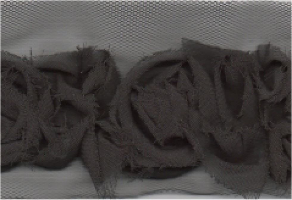 Brown Chiffon Flowers Trim