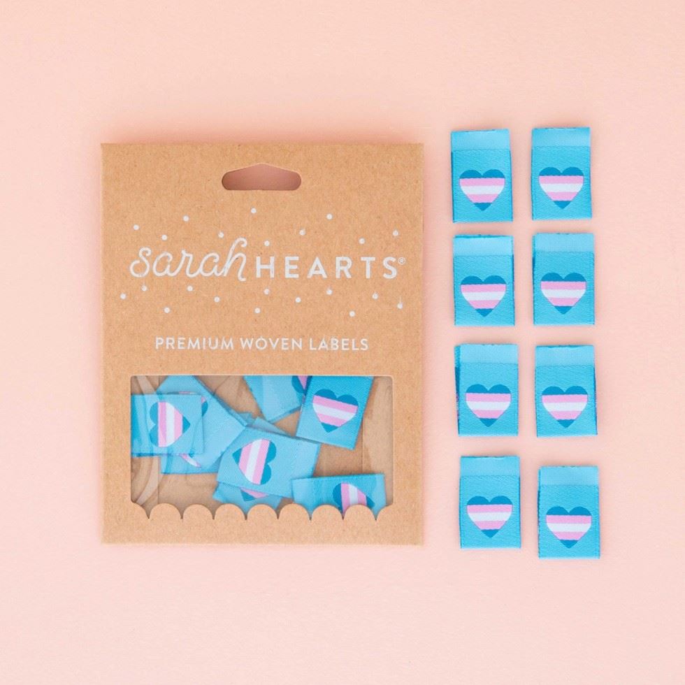 Sarah Hearts Trans Flag Heart Woven Labels
 