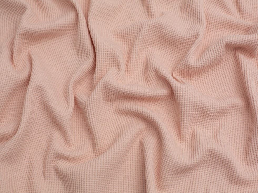 Blush Rose Cotton Waffle Textured Stretch Knit Fabric