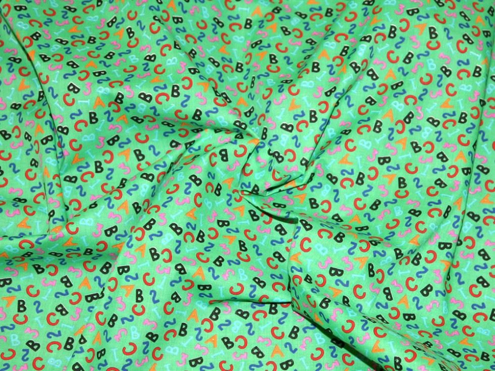 Printed Polycotton Fabric Green & Multicoloured
 