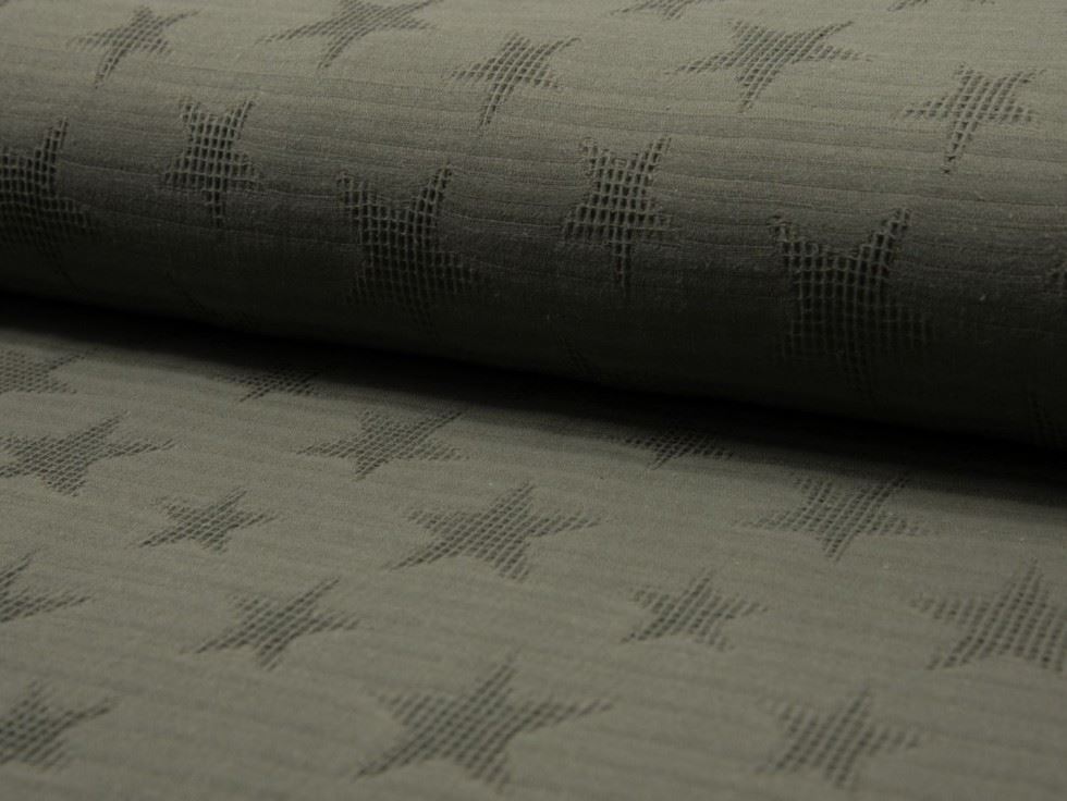 Khaki Green Deadstock Jacquard Cotton Waffle Fabric