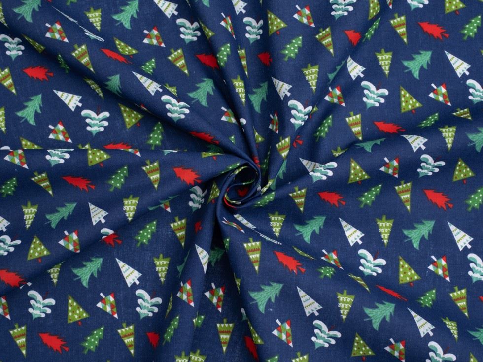 Blue Printed Polycotton Fabric