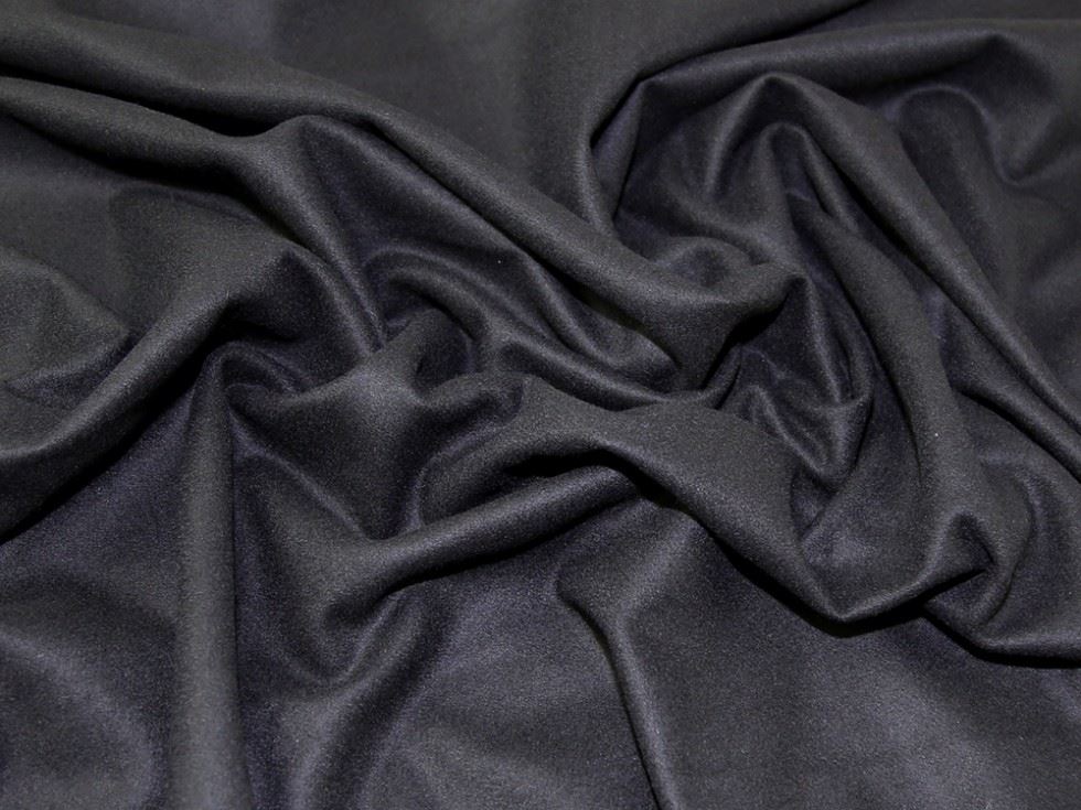 Black Deadstock Wool Blend Coating Fabric