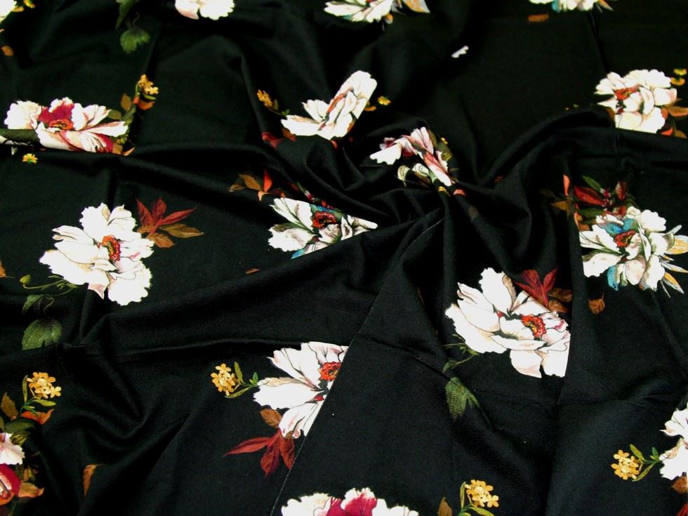 Lady Mcelroy Black Viscose Crepe Textured Stretch Knit Fabric