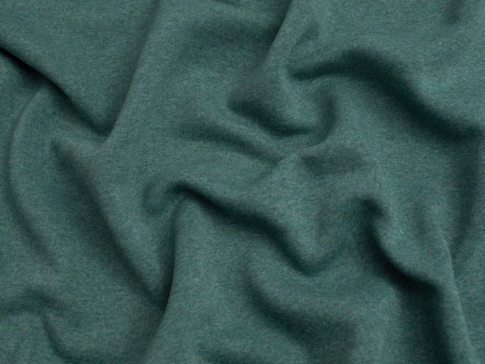 Minerva Core Range Petrol Melange Polycotton Fleece Back Sweatshirt Stretch Knit Fabric