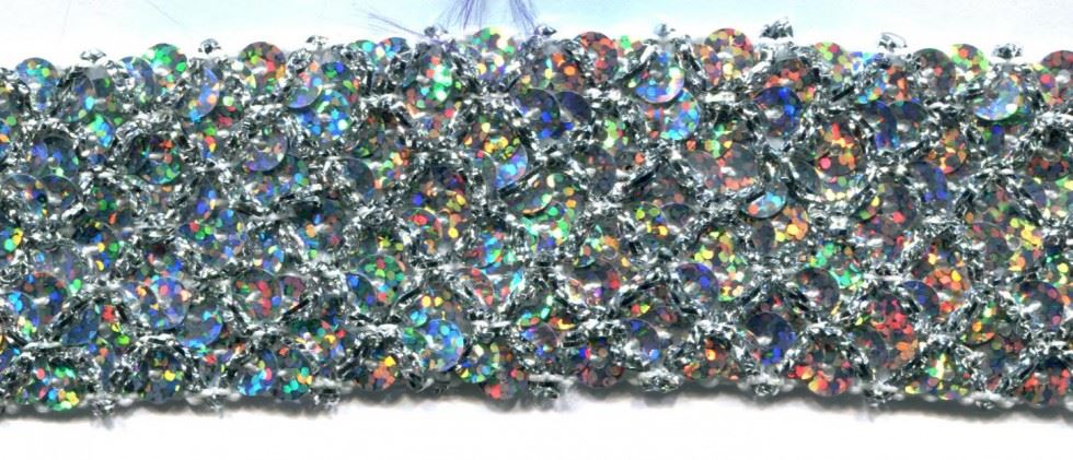 Silver Hologram Sequin Braid Trim