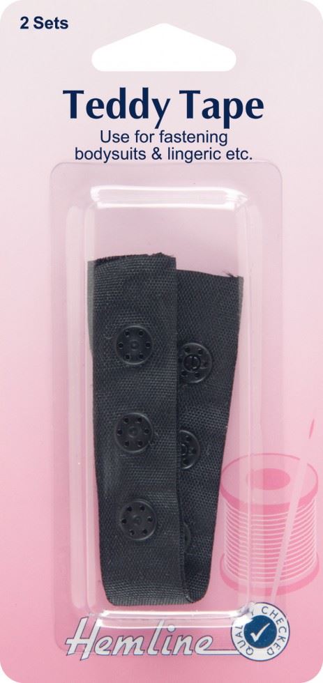 Hemline Black Press Fastener Snap Tape