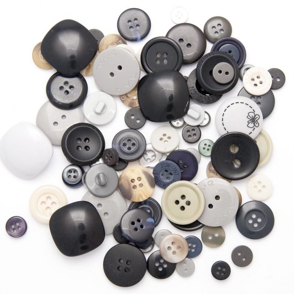 1 Kilo Assorted Buttons Bulk Value Pack Grey