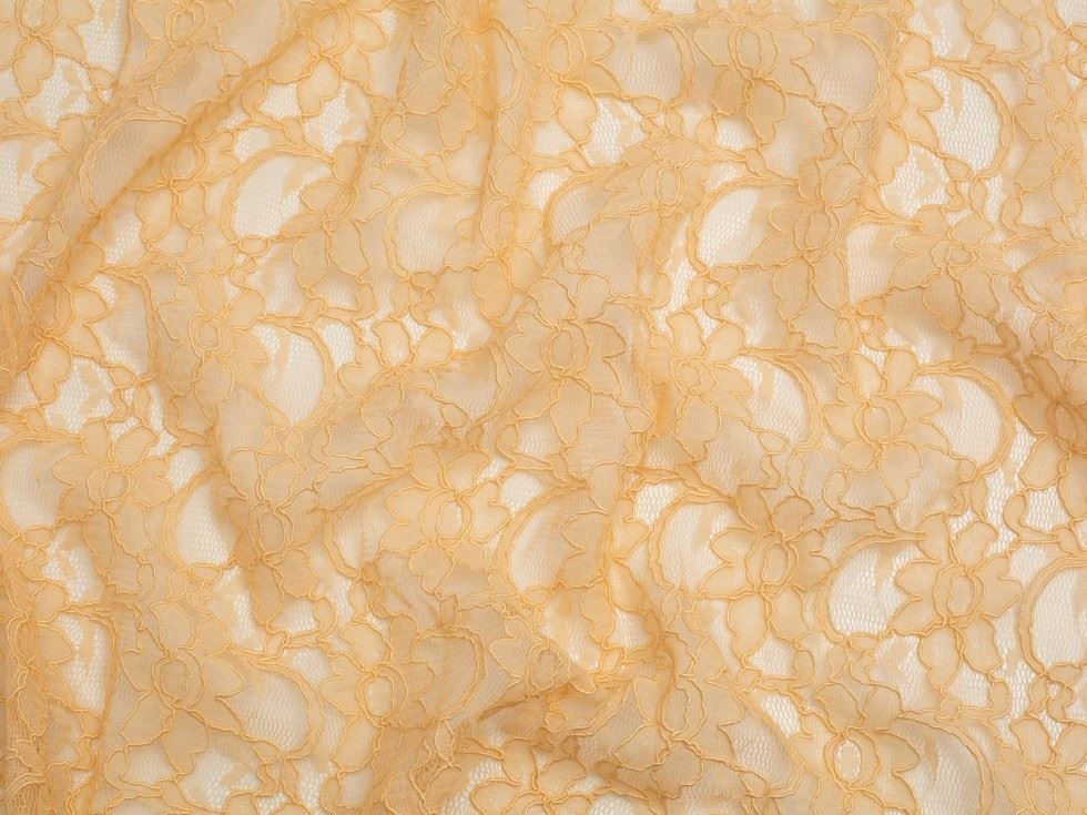Chantilly Corded Lace Fabric Light Gold
 