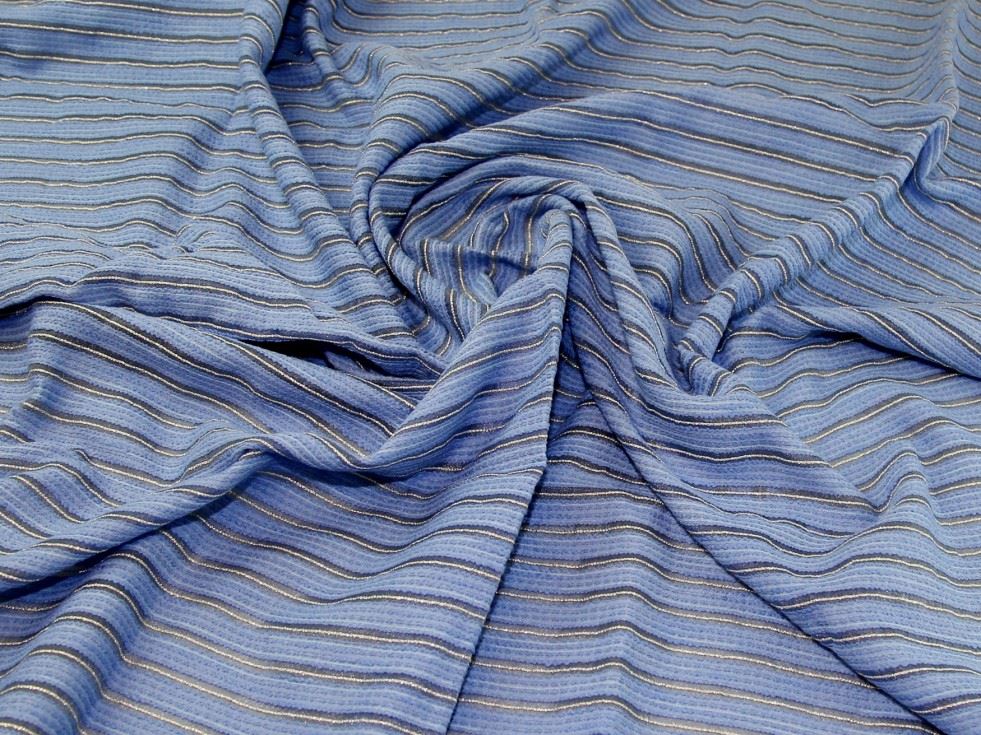 Blue Deadstock Embroidered Organza Fabric