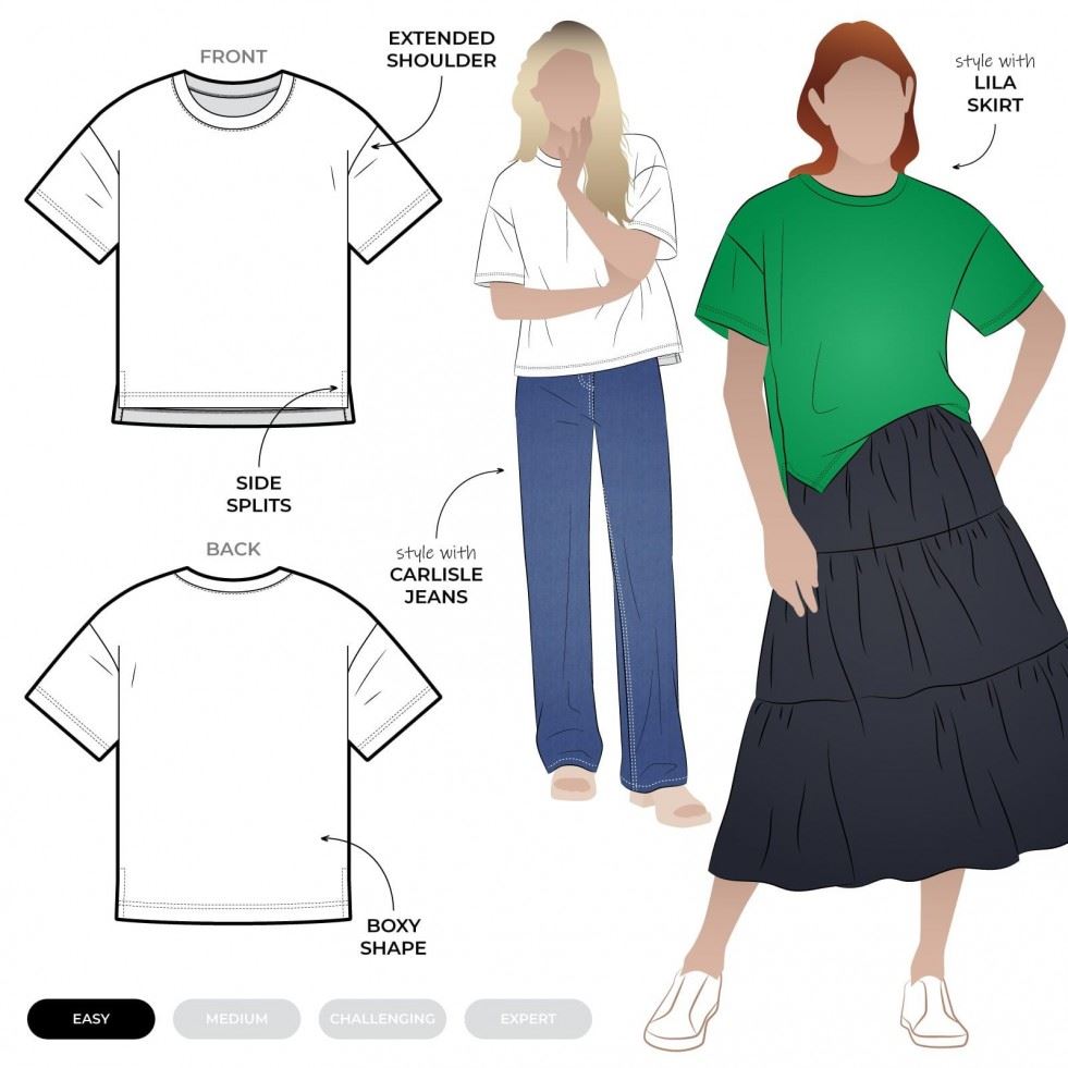 Style Arc Sewing Pattern Hayden Knit Tee