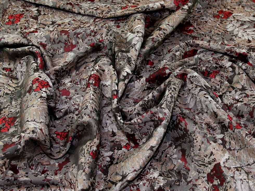 Ruby Deadstock Metallic Woven Brocade Fabric