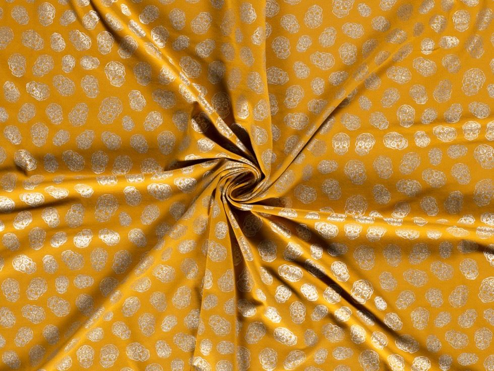 Metallic Cotton Jersey Stretch Knit Fabric Ochre
