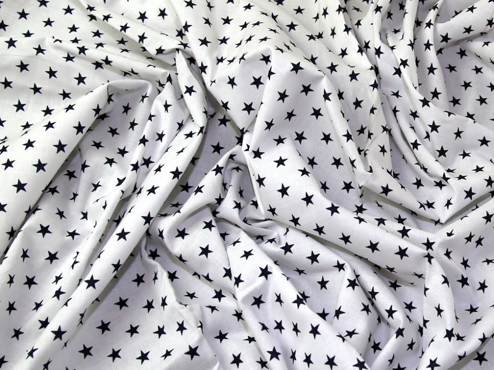 John Louden 100% Cotton Fabric Navy Blue on White