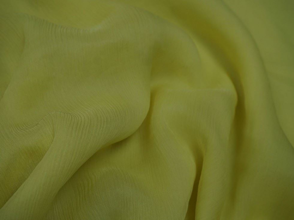 Lady Mcelroy Canary Yellow Silk Crinkle Sheer Chiffon Fabric