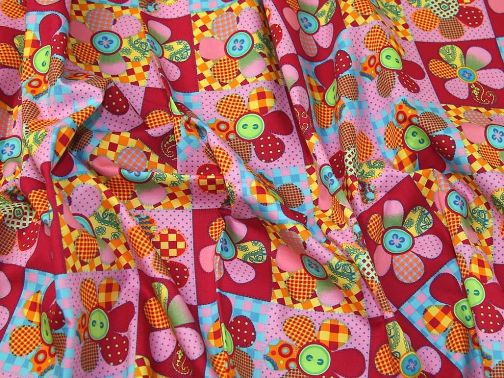 Deadstock 100% Cotton Poplin Fabric Pink & Turquoise
 