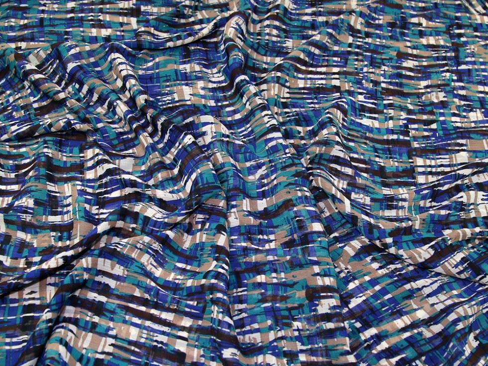 Teal Deadstock Crinkle Sheer Chiffon Fabric