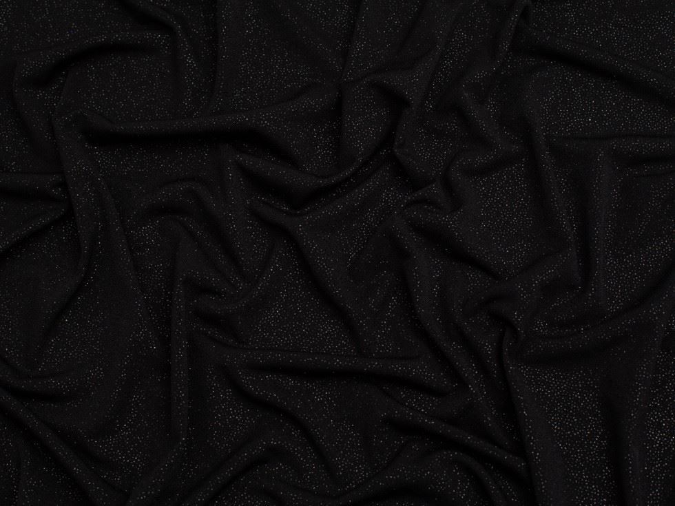 Minerva Core Range Dazzle Glitter ITY Silky Stretch Knit Fabric Black
 