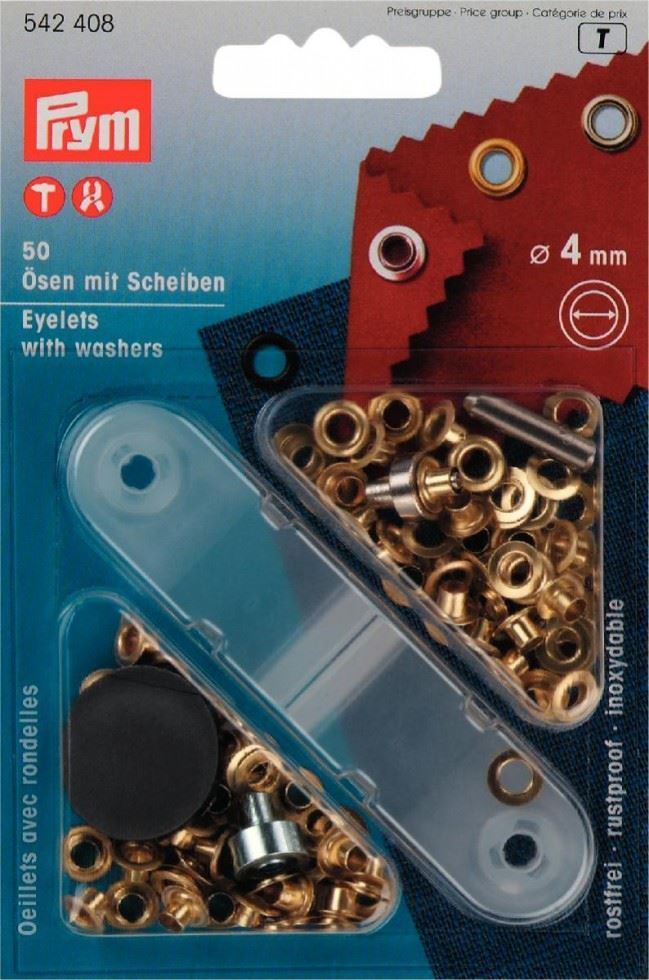 Prym Ösen mit Scheiben gold 4mm 50 Stück