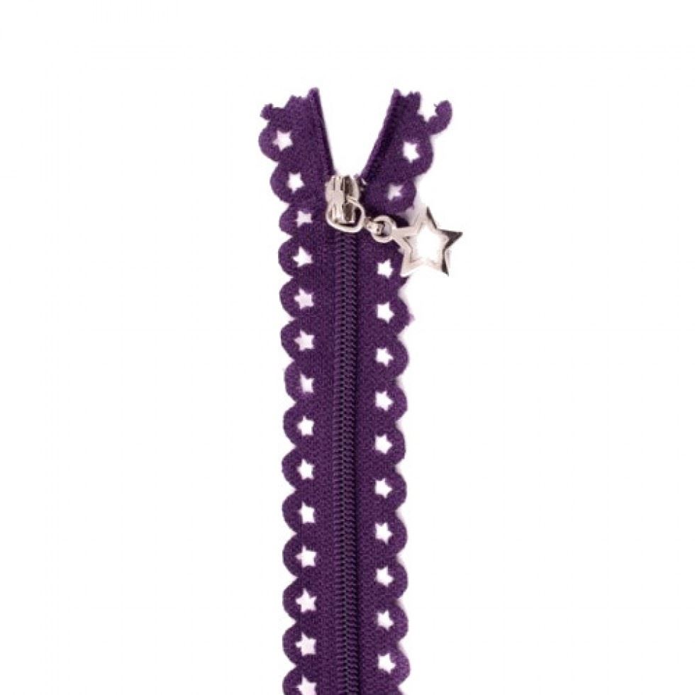 Star Lace Dress Zips Purple