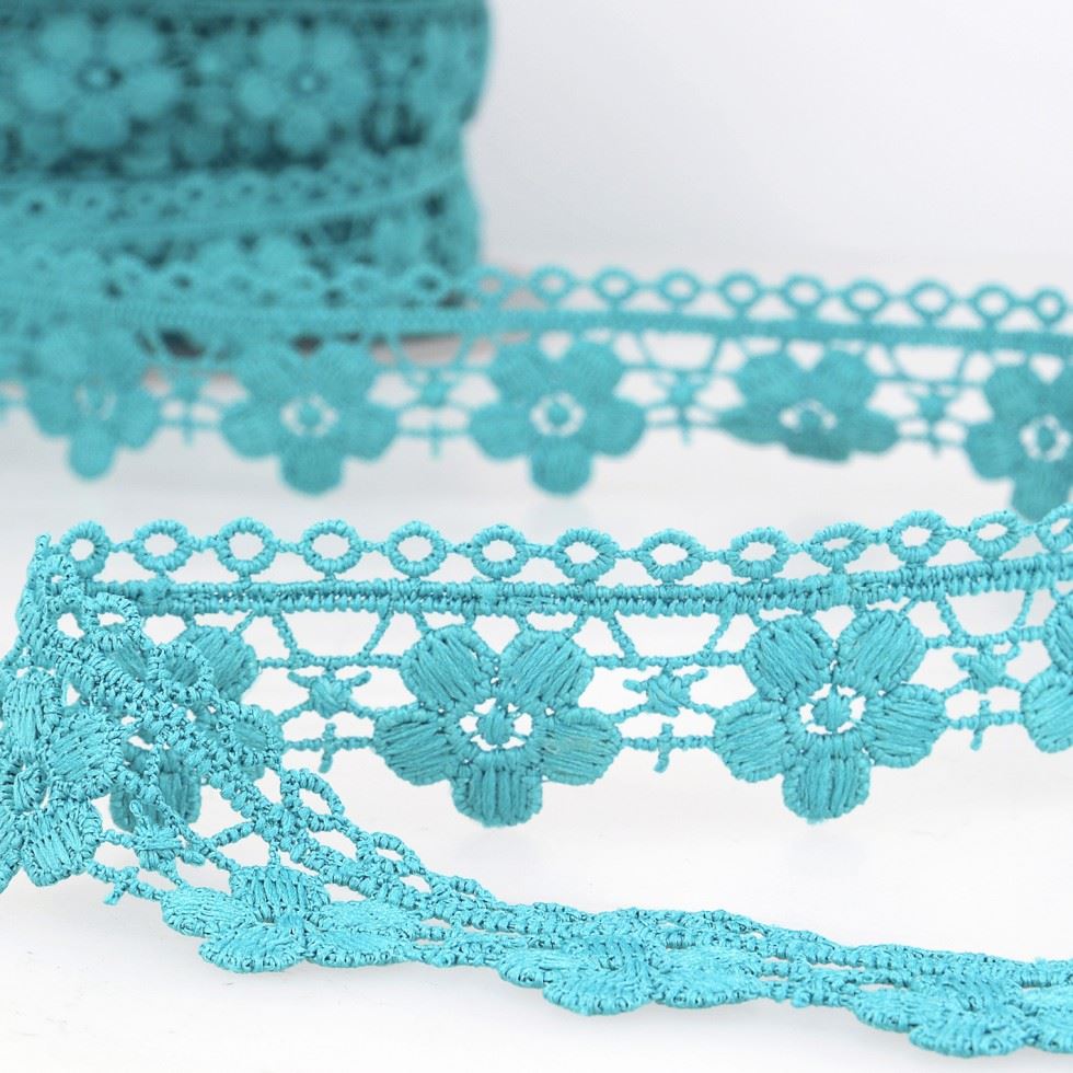 Stephanoise Guipure Lace Trim Turquoise Blue