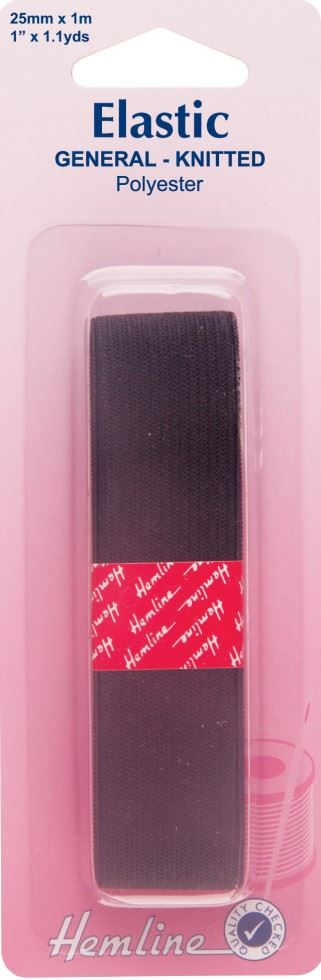 Hemline Black General Purpose Elastic