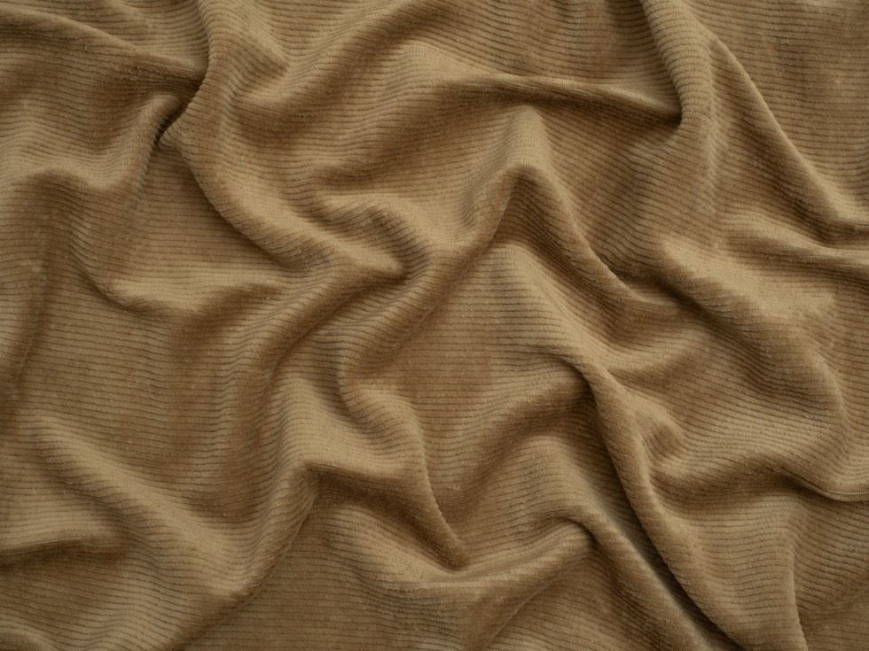 Minerva Core Range 8 Wale Velour Rib Stretch Knit Cord Fabric Beige