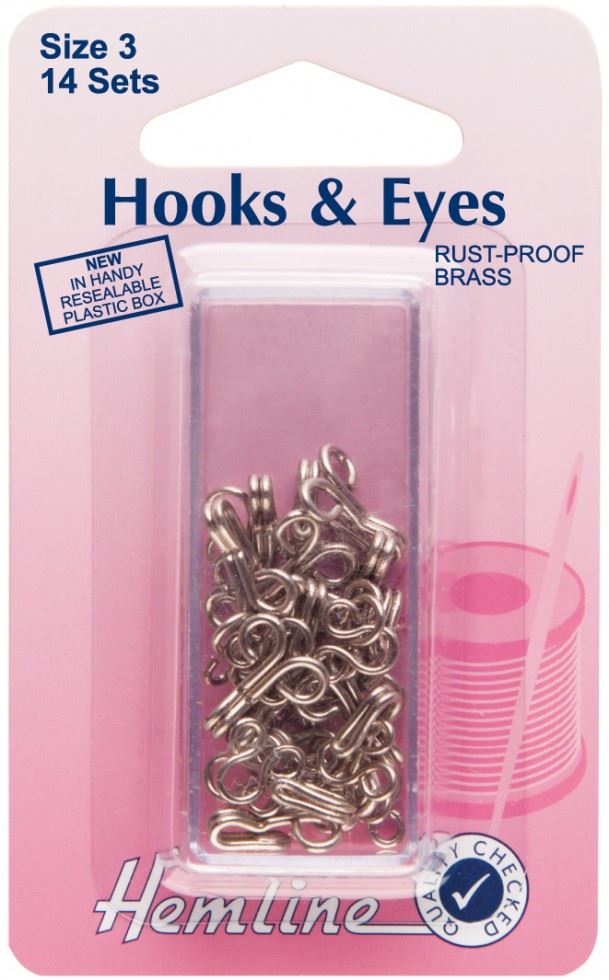 Hemline Silver Hook & Eye Fastenings