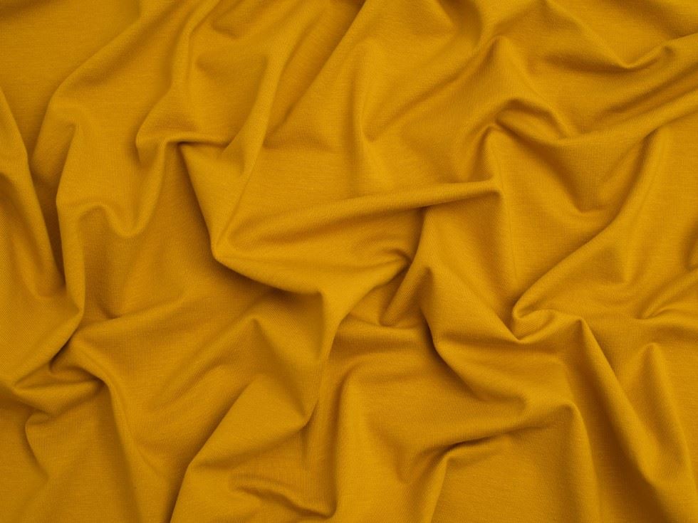 Minerva Core Range Ochre Cotton Lycra Jersey Stretch Knit Fabric