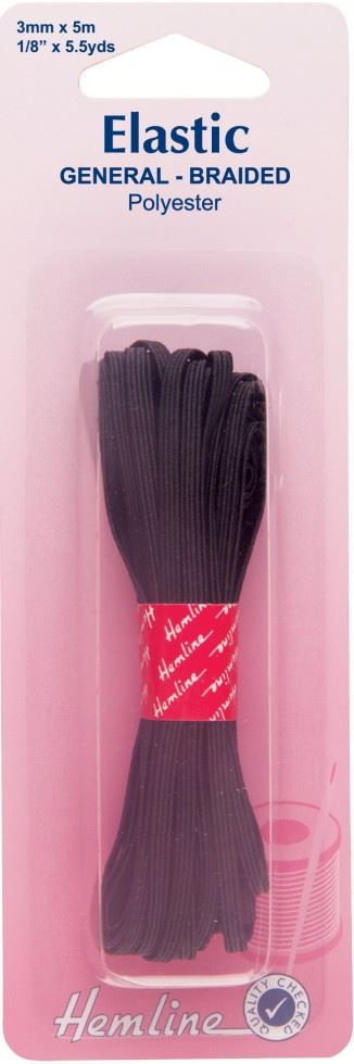 Minerva General Purpose Elastic Black Polyester Hemline H621.3
