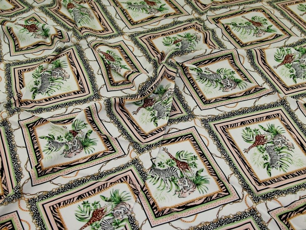 Multicoloured Deadstock Viscose Challis Fabric