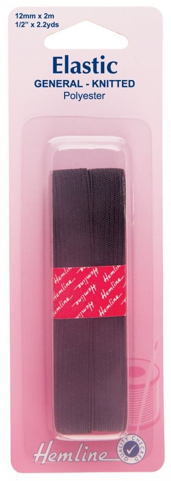 Hemline Black General Purpose Elastic