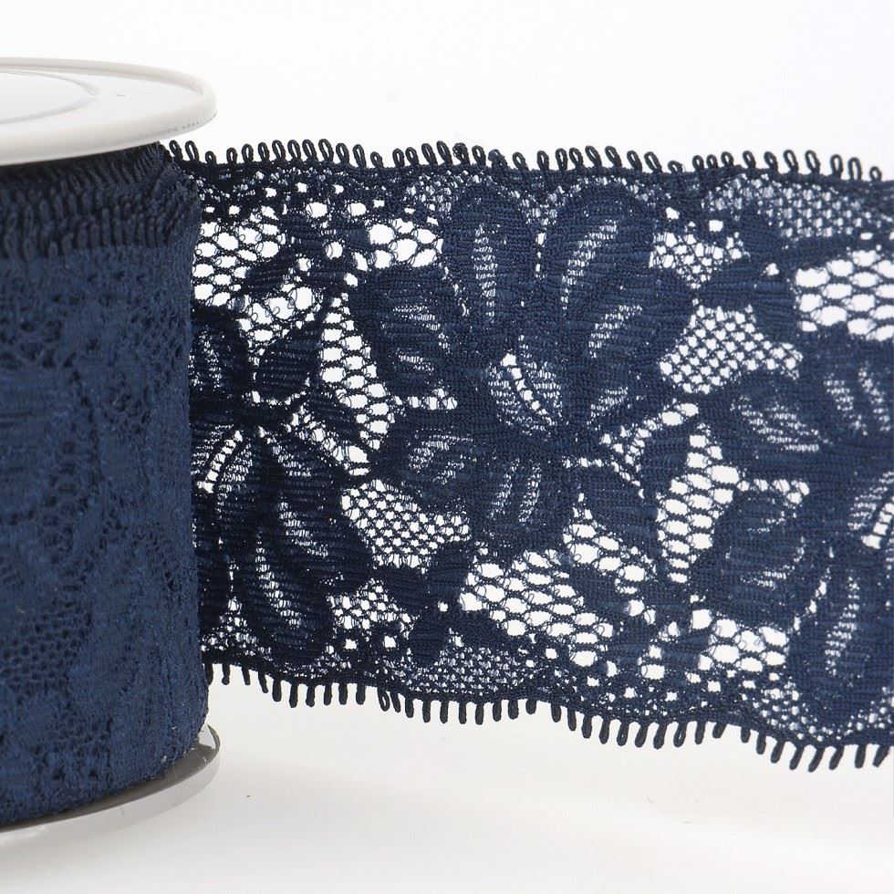 Stephanoise Stretch Lace Trim Dark Navy
 