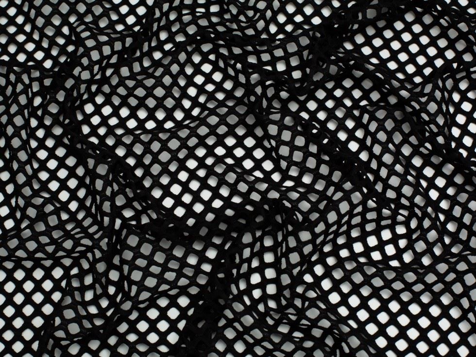 Minerva Core Range Chunky Fish Net Mesh Fabric Black
 