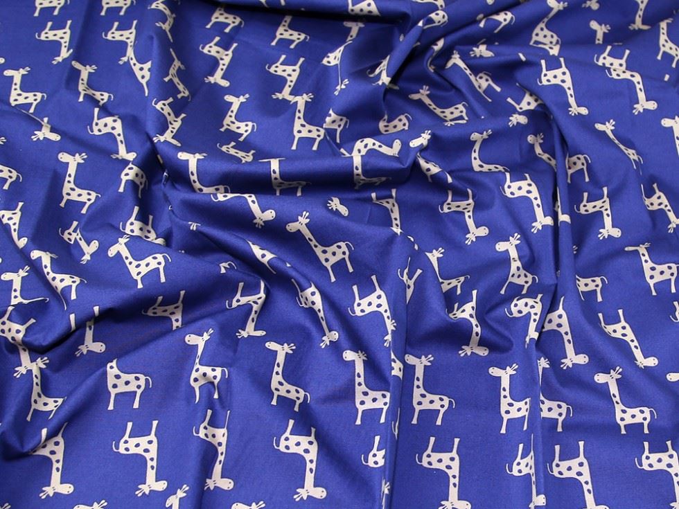 Deadstock 100% Cotton Poplin Fabric Blue & Beige
 