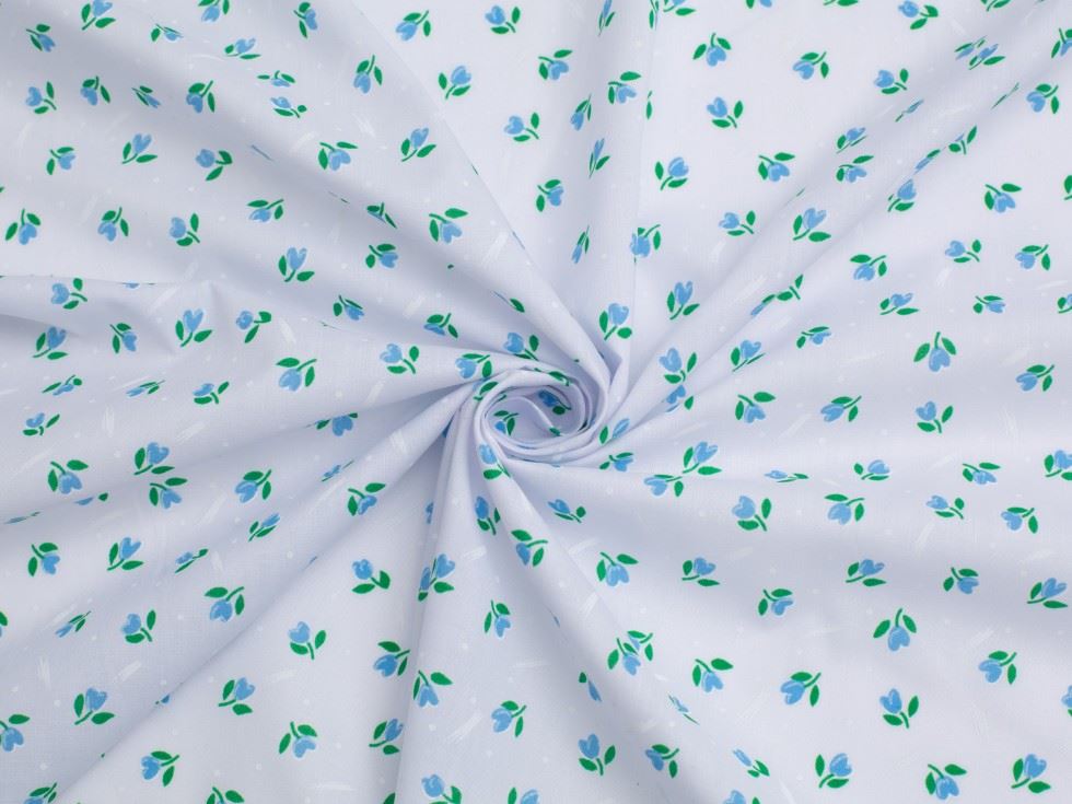 Blue Printed Polycotton Fabric