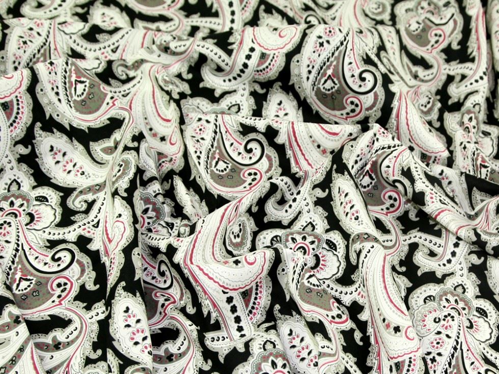 Cotton Lawn Fabric Black & Pink
 