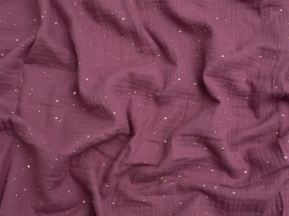Minerva Core Range Foil Cotton Double Gauze Fabric Dusky Pink
 