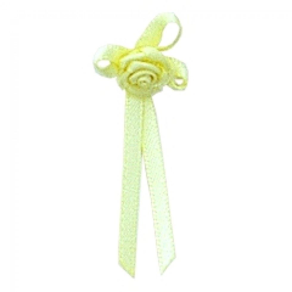 Berisfords Long Ribbon Rose Centred Bows 617 Baby Maize
 