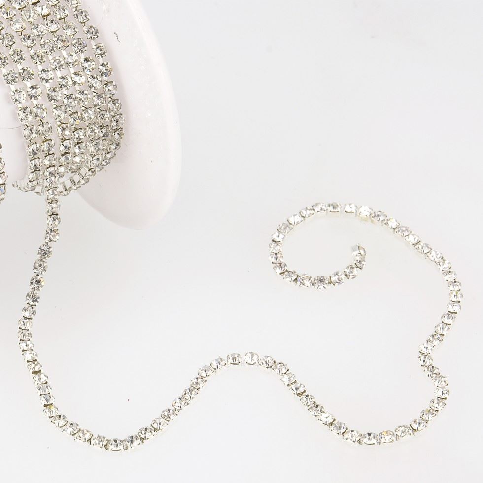 Stephanoise Rhinestone Trim Silver
 