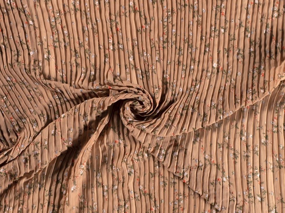 Pleated Chiffon Plisse Fabric Beige
 