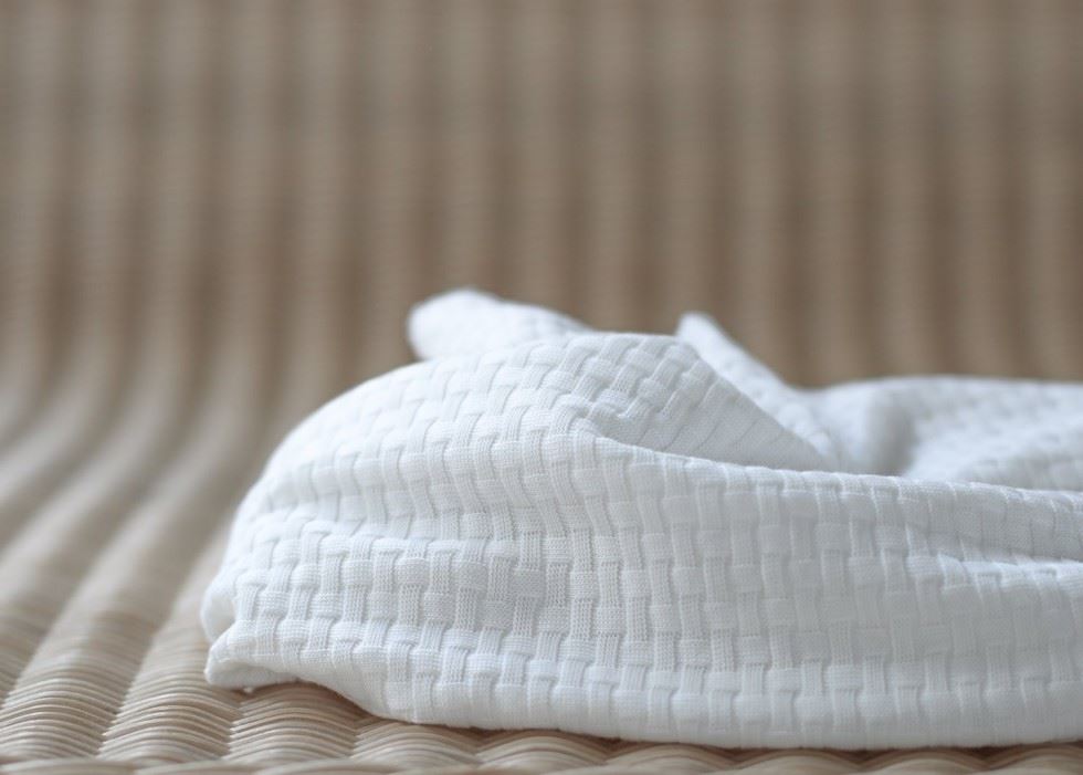 Mind The Maker White Sand Organic Wicker Textured Stretch Knit Fabric