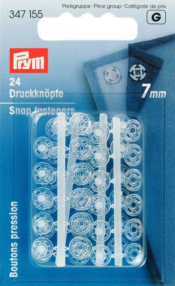 Prym Transparent Sew On Plastic Snap Fasteners