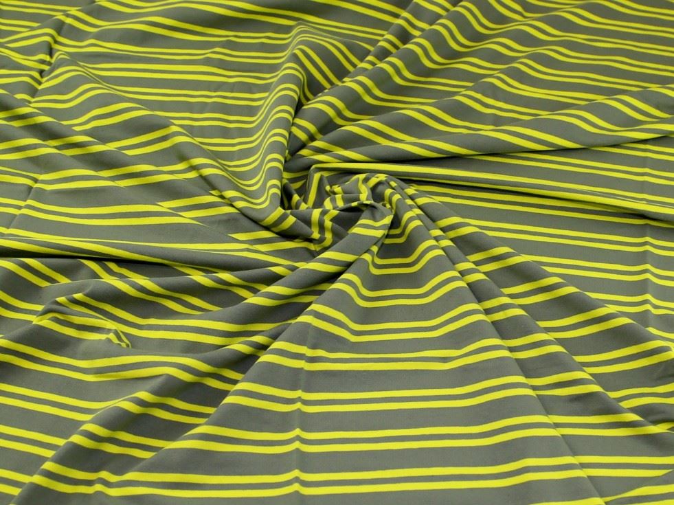 John Louden Khaki & Yellow Cotton Jersey Stretch Knit Fabric