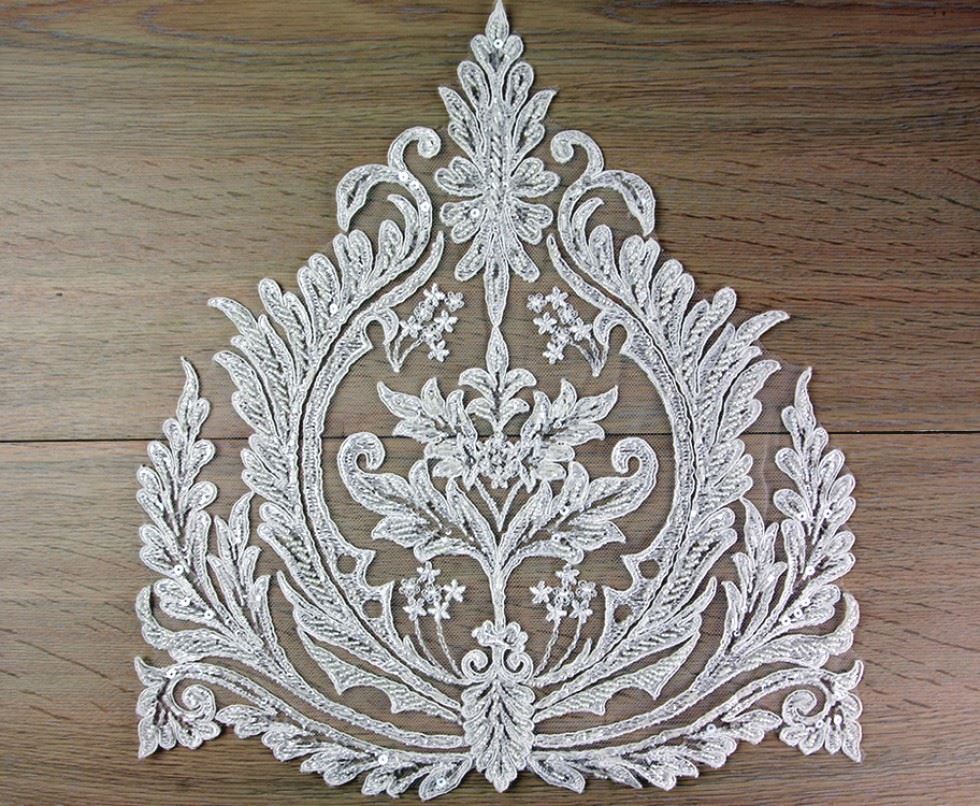Beaded Embroidered Appliques Ivory
 