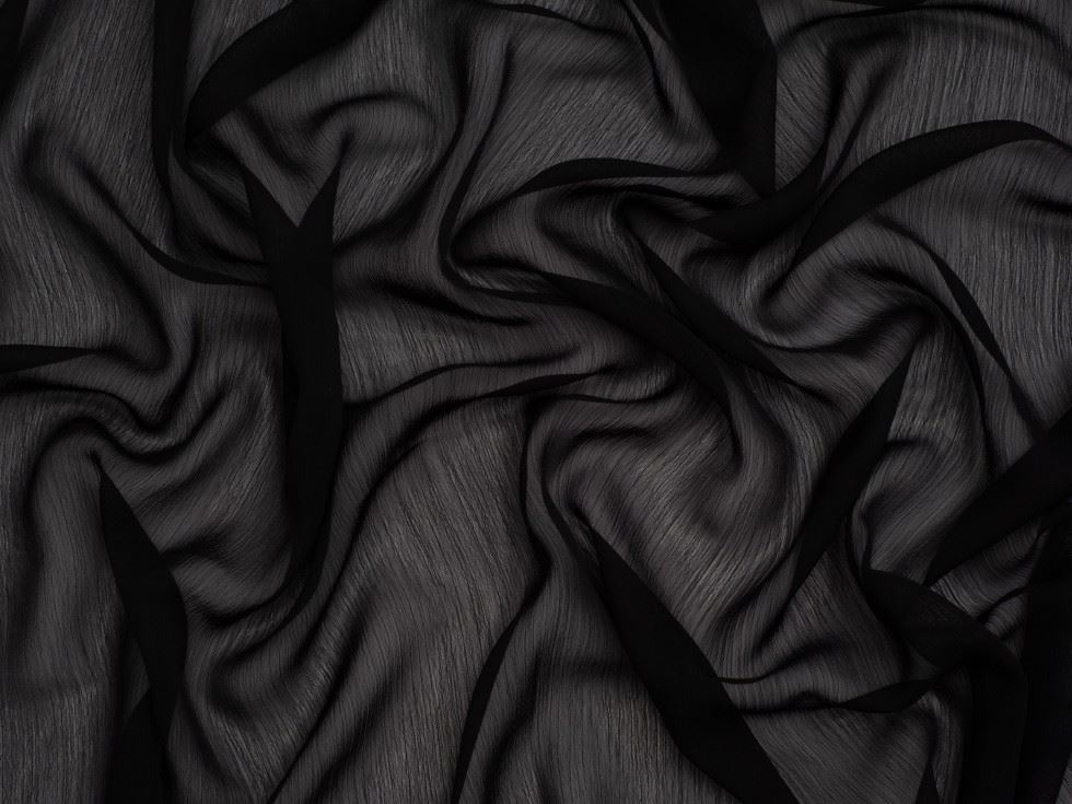 Minerva Core Range Yoryu Crinkle Sheer Chiffon Fabric Black
 