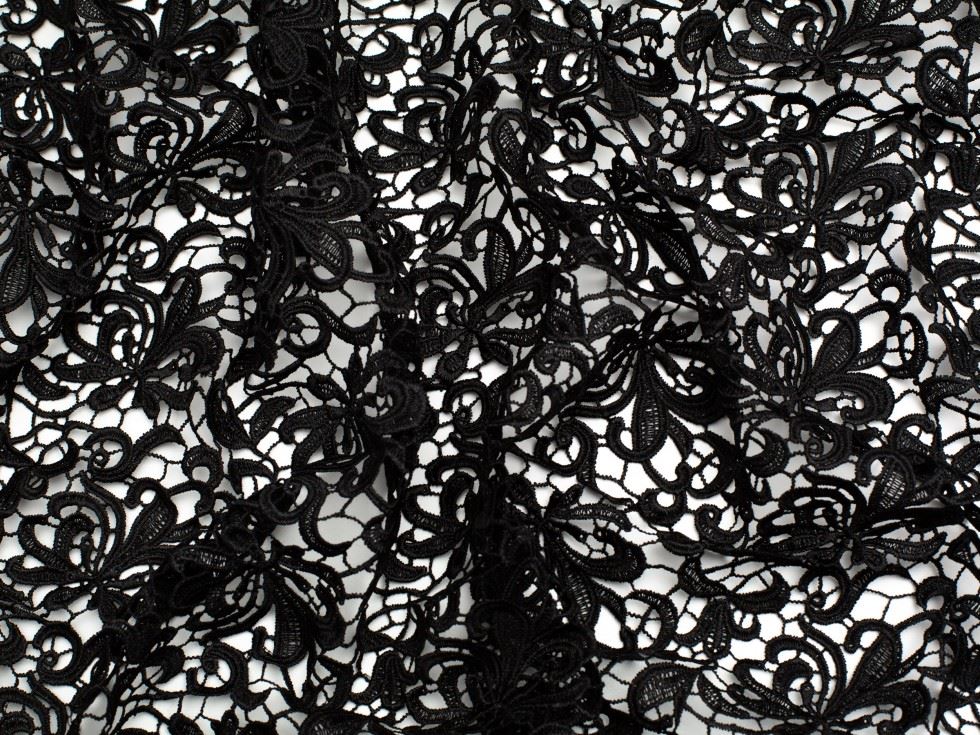 Minerva Core Range Black Heavy Guipure Lace Fabric