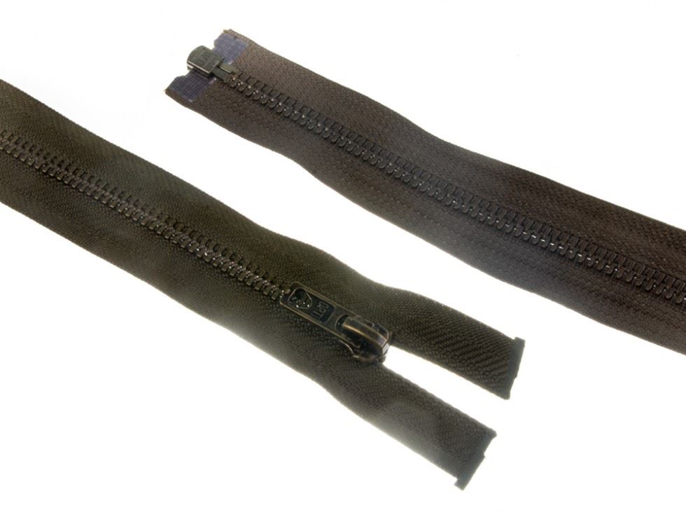 Opti Antique Metal Open End Zips Khaki Green