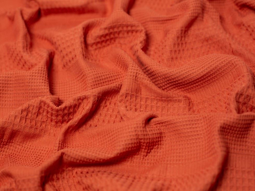 Textured Cotton Waffle Fabric Red